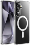 Clear Case for Samsung Galaxy S24 Clear Magnetic Case, [Yellow Resistant] Strong Protective Cover, Slim Fit Shockproof Transparent Crystal Clear Magnetic Clear Case for Samsung Galaxy S24